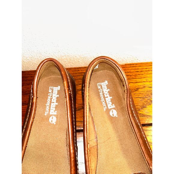 Timberland Preppy Distressed Boho Hippie Brown Fringe Leather Penny Loafers - Picture 4 of 12